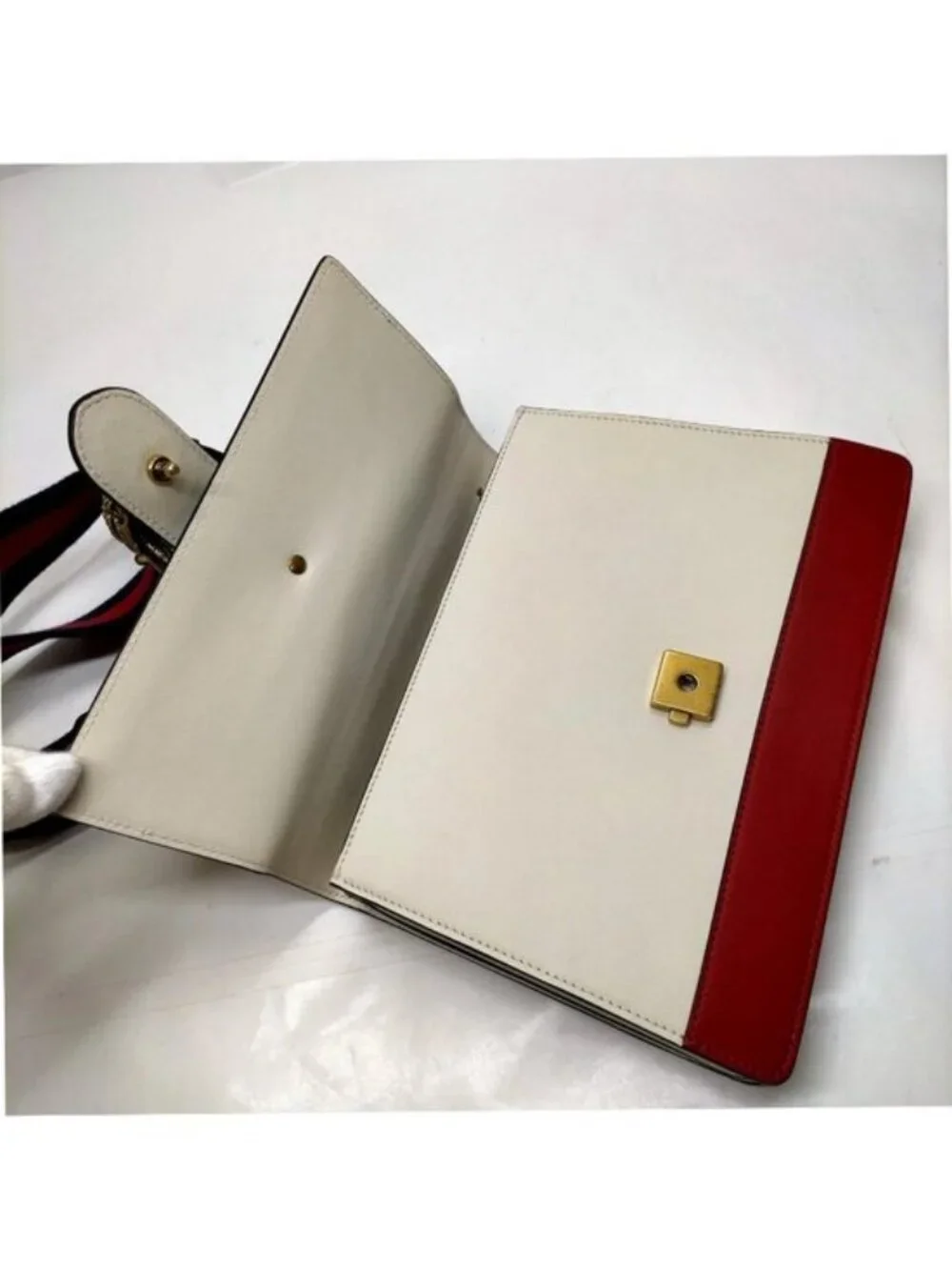 Authentic Gucci Dionysus Bamboo Top Handle Leather Bag White Red Blue Crossbody